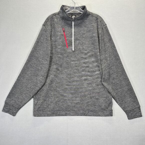 FootJoy Sweater Mens Sz XL Gray Quarter Zip Golf Pullover Stretch Biltmore CC